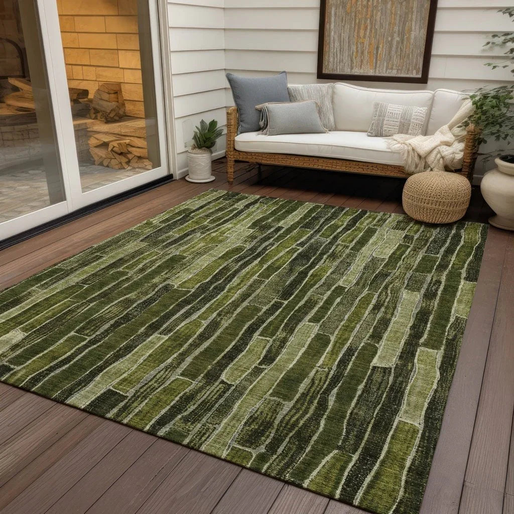 Terrona Green Washable Indoor - Outdoor Rug - LOOMLAN - LOOMLAN Rugs - Outdoor Rugs