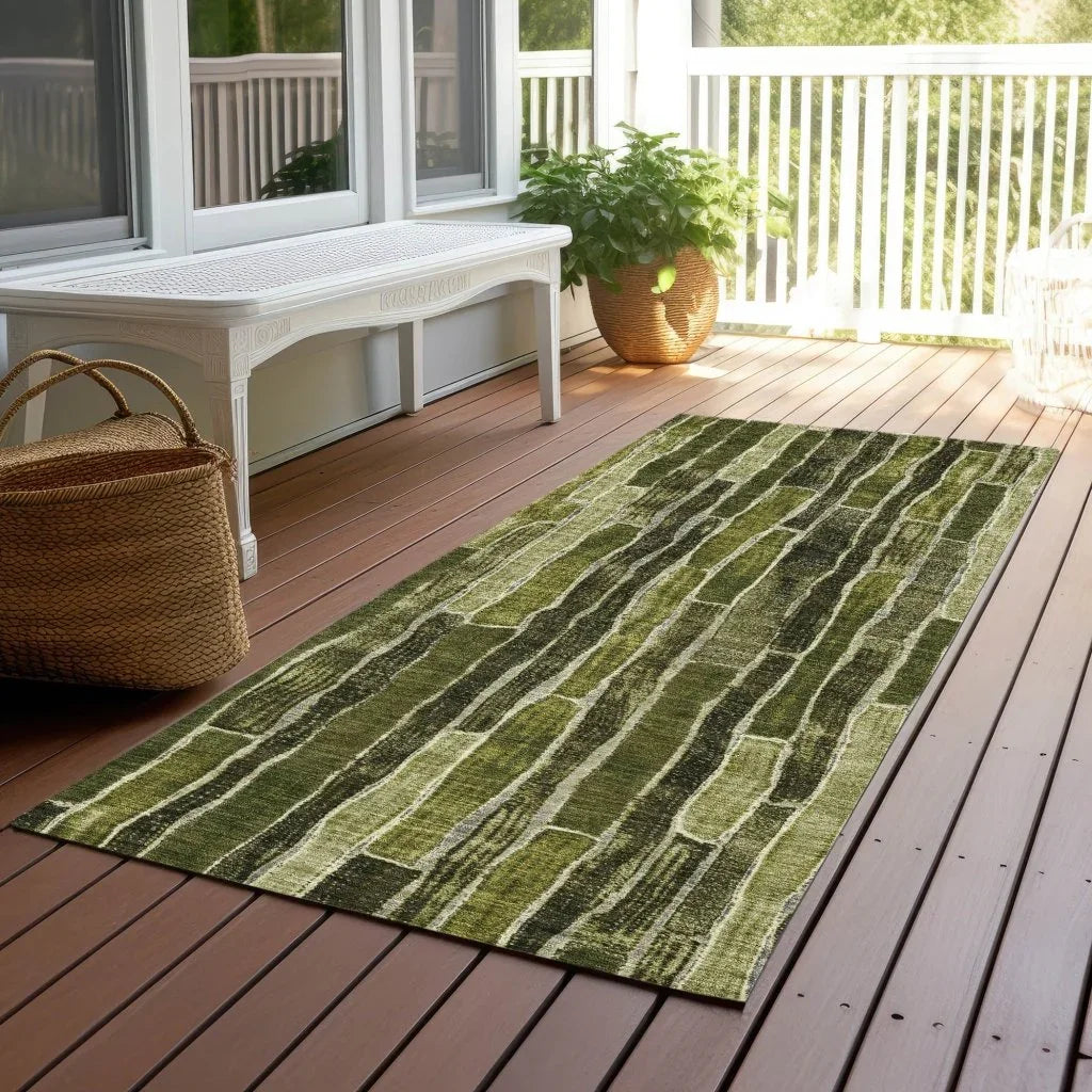 Terrona Green Washable Indoor - Outdoor Rug - LOOMLAN - LOOMLAN Rugs - Outdoor Rugs