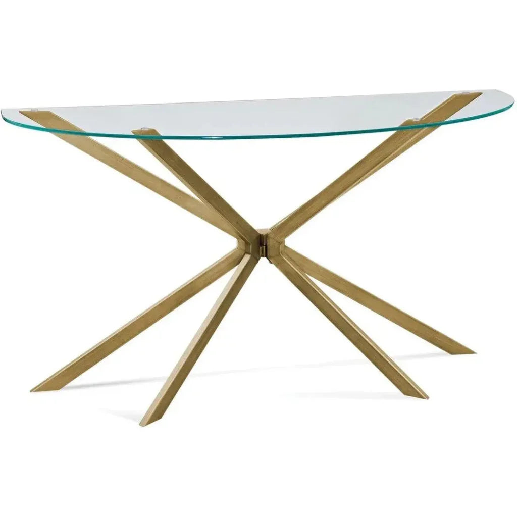 Tess Steel & Glass Gold Geometric Console Table - LOOMLAN - Bassett Mirror - Console Tables