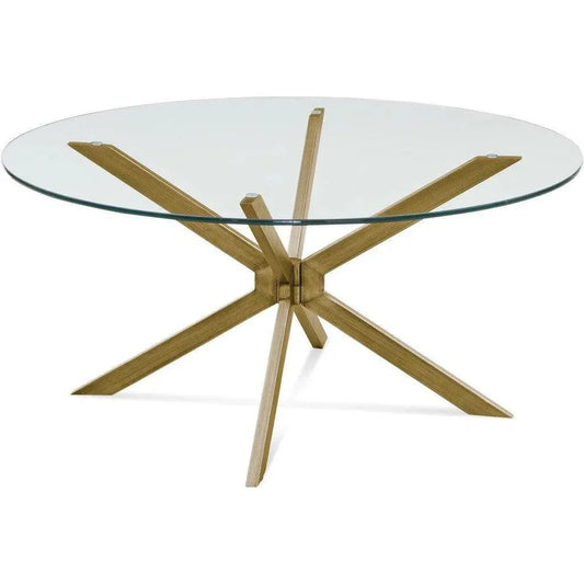 Tess Steel & Glass Gold Round Cocktail Table - LOOMLAN - Bassett Mirror - Coffee Tables