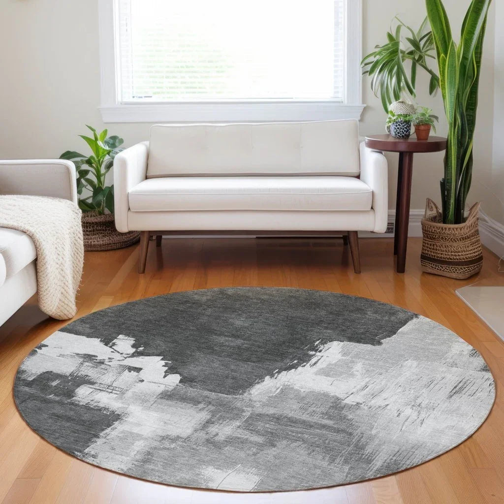 Tethira Gray Washable Indoor - Outdoor Rug - LOOMLAN - LOOMLAN Rugs - Outdoor Rugs