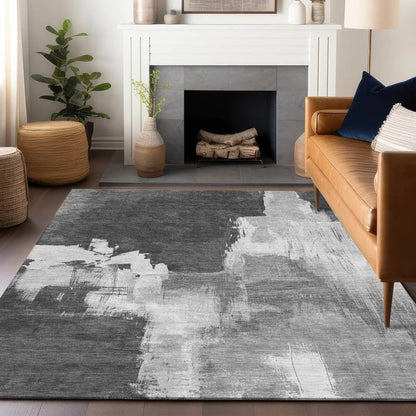 Tethira Gray Washable Indoor - Outdoor Rug - LOOMLAN - LOOMLAN Rugs - Outdoor Rugs