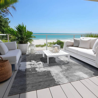 Tethira Gray Washable Indoor - Outdoor Rug - LOOMLAN - LOOMLAN Rugs - Outdoor Rugs