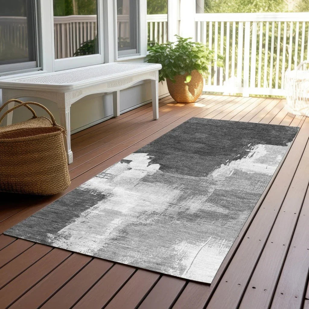 Tethira Gray Washable Indoor - Outdoor Rug - LOOMLAN - LOOMLAN Rugs - Outdoor Rugs