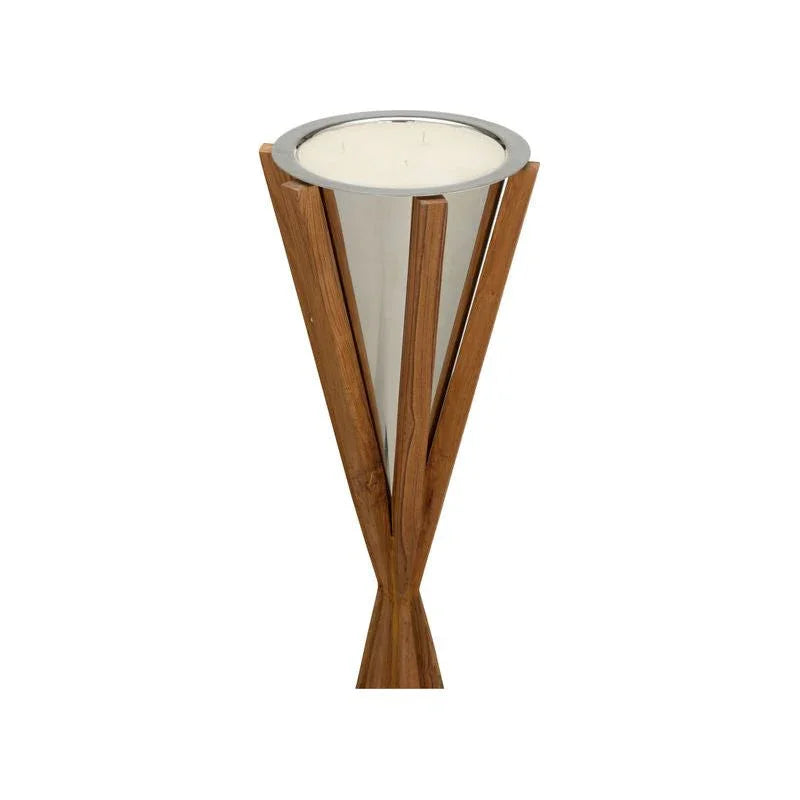 Teton Teak Wooden Design Candleholder - LOOMLAN - Wildwood - Candle Holders