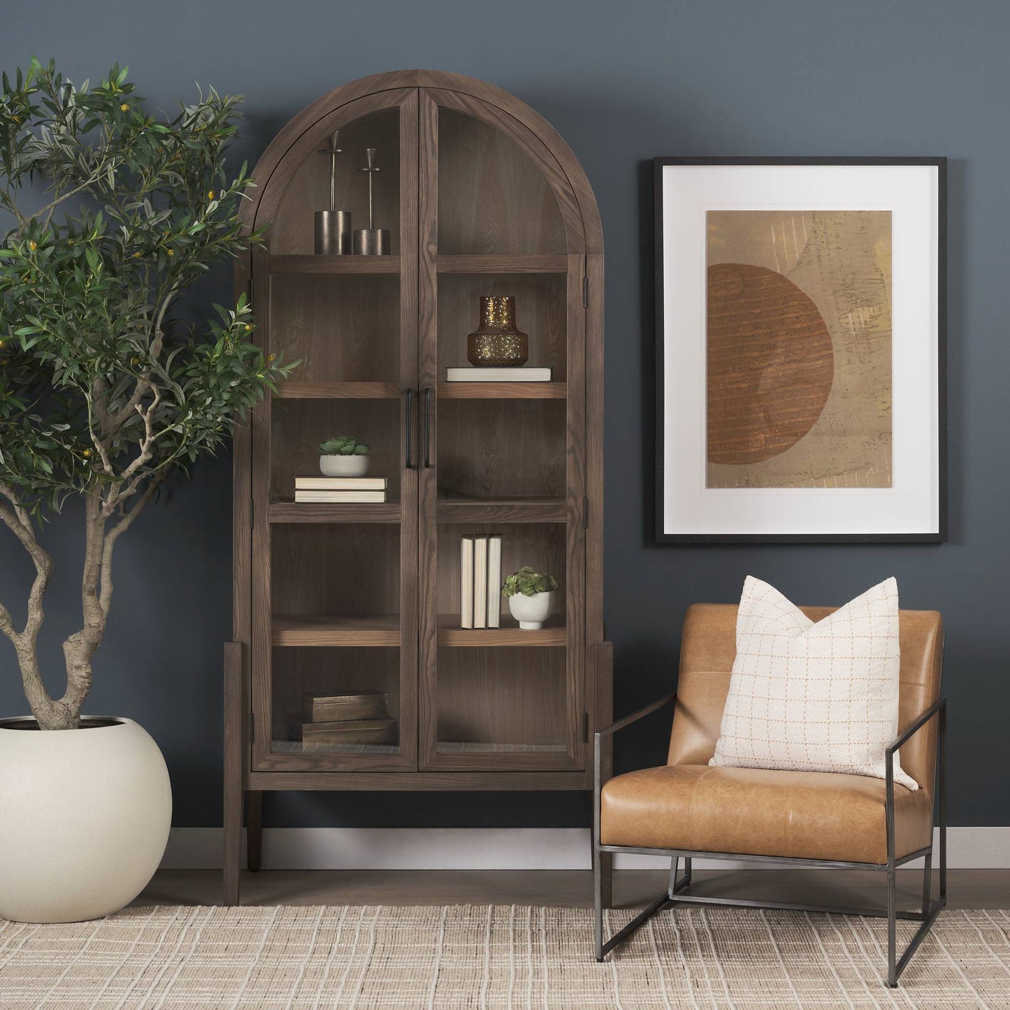 Teva Two Toned Wood Arched Bookcase