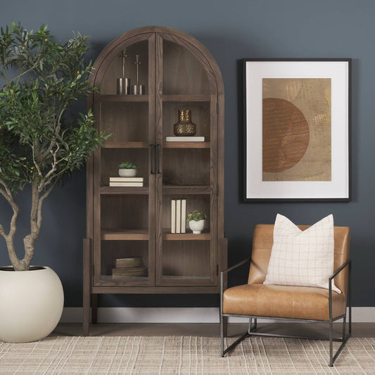 Teva Two Toned Wood Arched Bookcase