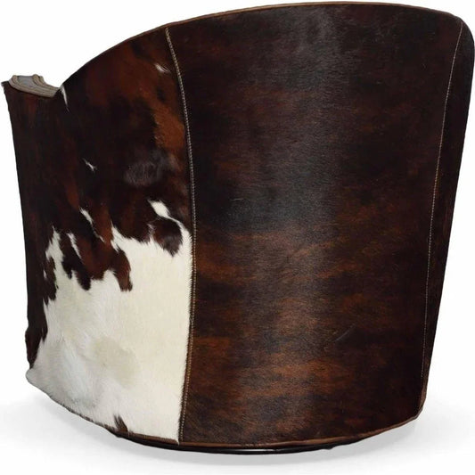 Texas Love Leather on Hide Western Swivel Club Chair - LOOMLAN - Uptown Sebastian - Club Chairs