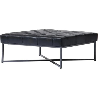 Thad Grain Buffalo Black Leather Ottoman Coffee Table - LOOMLAN - Moe's Home - Coffee Tables