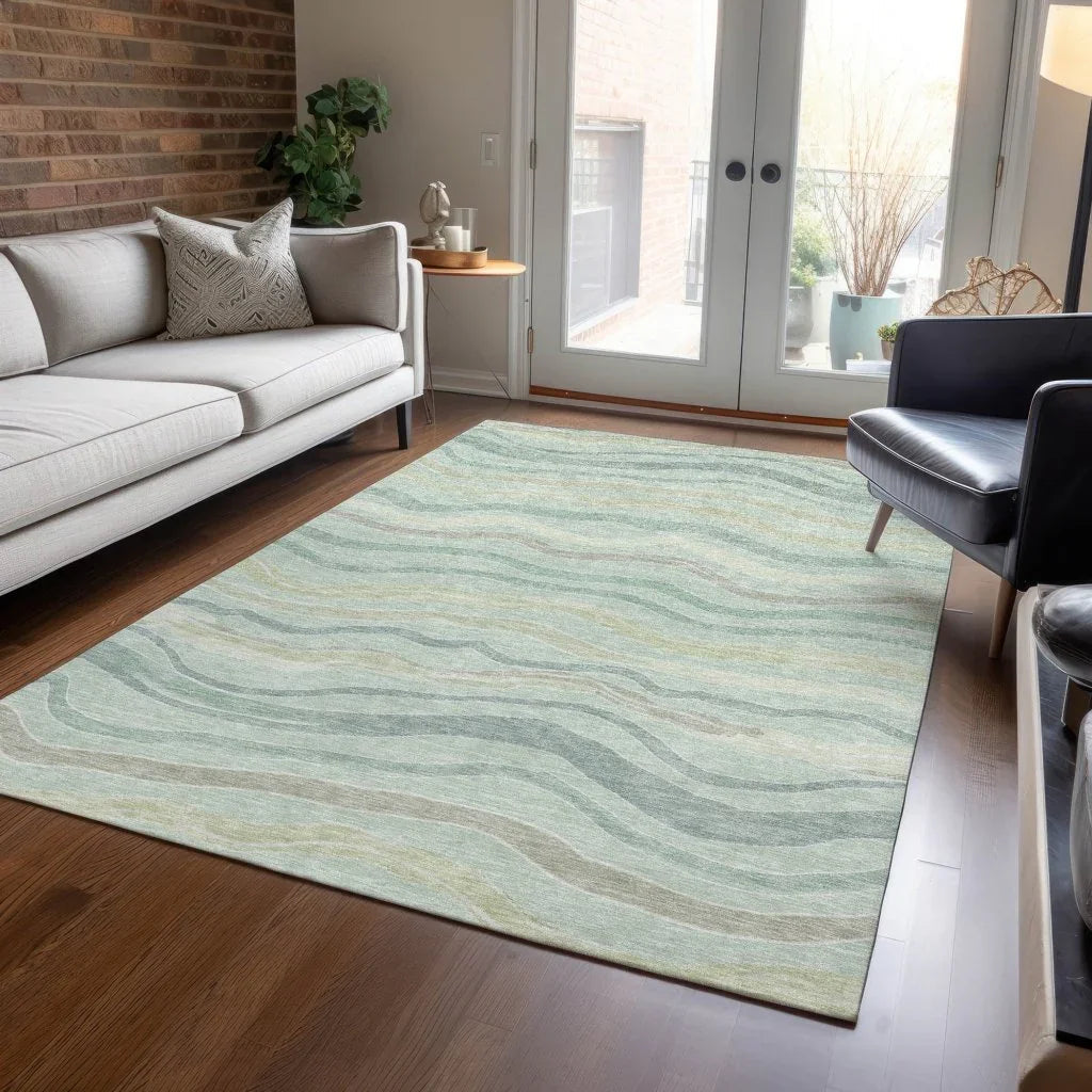 Thalvyn Green Washable Indoor - Outdoor Rug - LOOMLAN - LOOMLAN Rugs - Outdoor Rugs