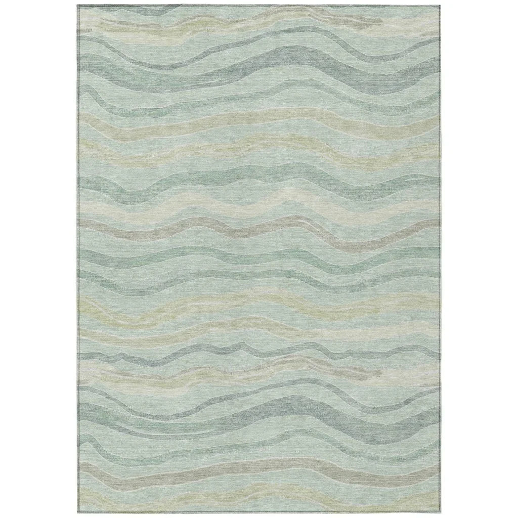 Thalvyn Green Washable Indoor - Outdoor Rug - LOOMLAN - LOOMLAN Rugs - Outdoor Rugs