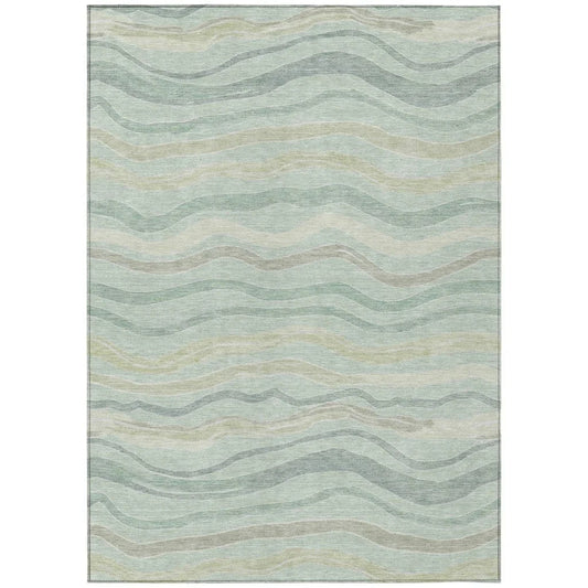 Thalvyn Green Washable Indoor - Outdoor Rug - LOOMLAN - LOOMLAN Rugs - Outdoor Rugs