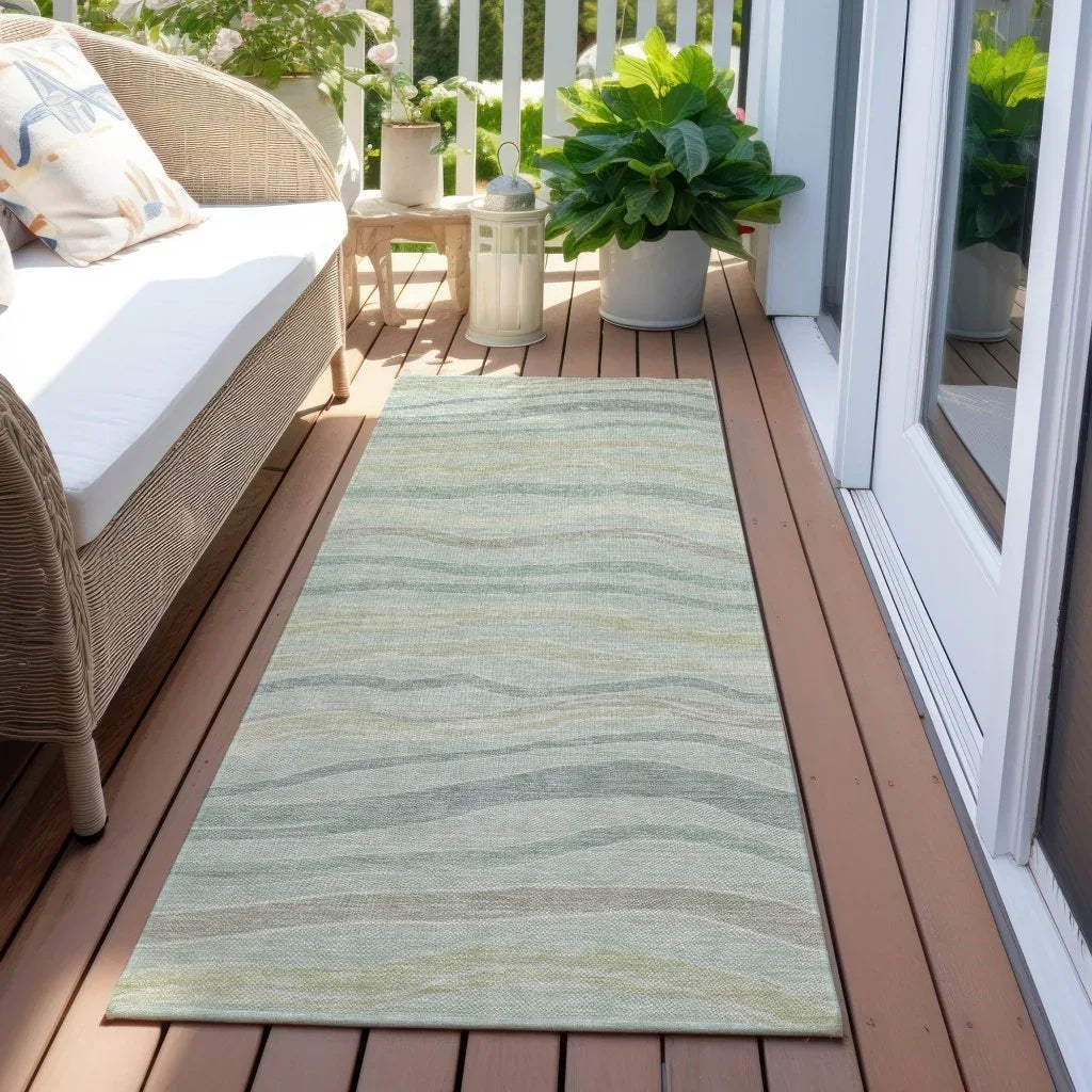 Thalvyn Green Washable Indoor - Outdoor Rug - LOOMLAN - LOOMLAN Rugs - Outdoor Rugs