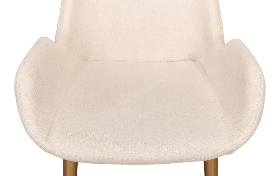 Thao Flax Linen Fabric White Chair - LOOMLAN - Sarreid - Club Chairs
