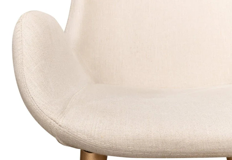 Thao Flax Linen Fabric White Chair - LOOMLAN - Sarreid - Club Chairs