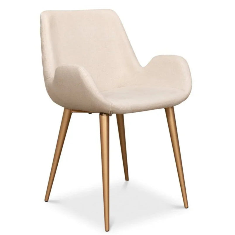 Thao Flax Linen Fabric White Chair - LOOMLAN - Sarreid - Club Chairs