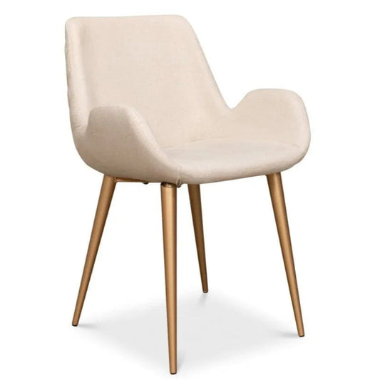 Thao Flax Linen Fabric White Chair - LOOMLAN - Sarreid - Club Chairs