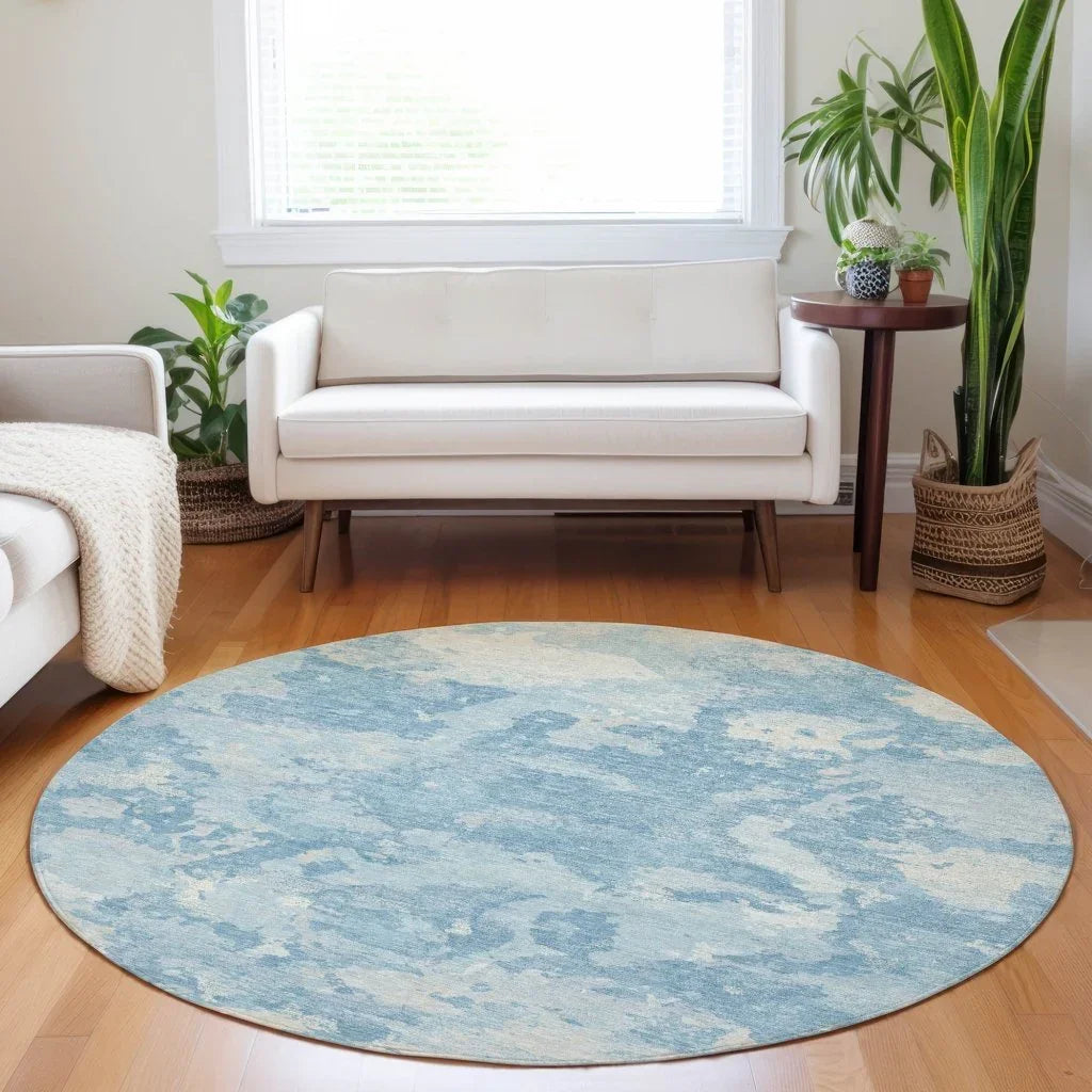 Tharne Blue Washable Indoor - Outdoor Rug - LOOMLAN - LOOMLAN Rugs - Outdoor Rugs