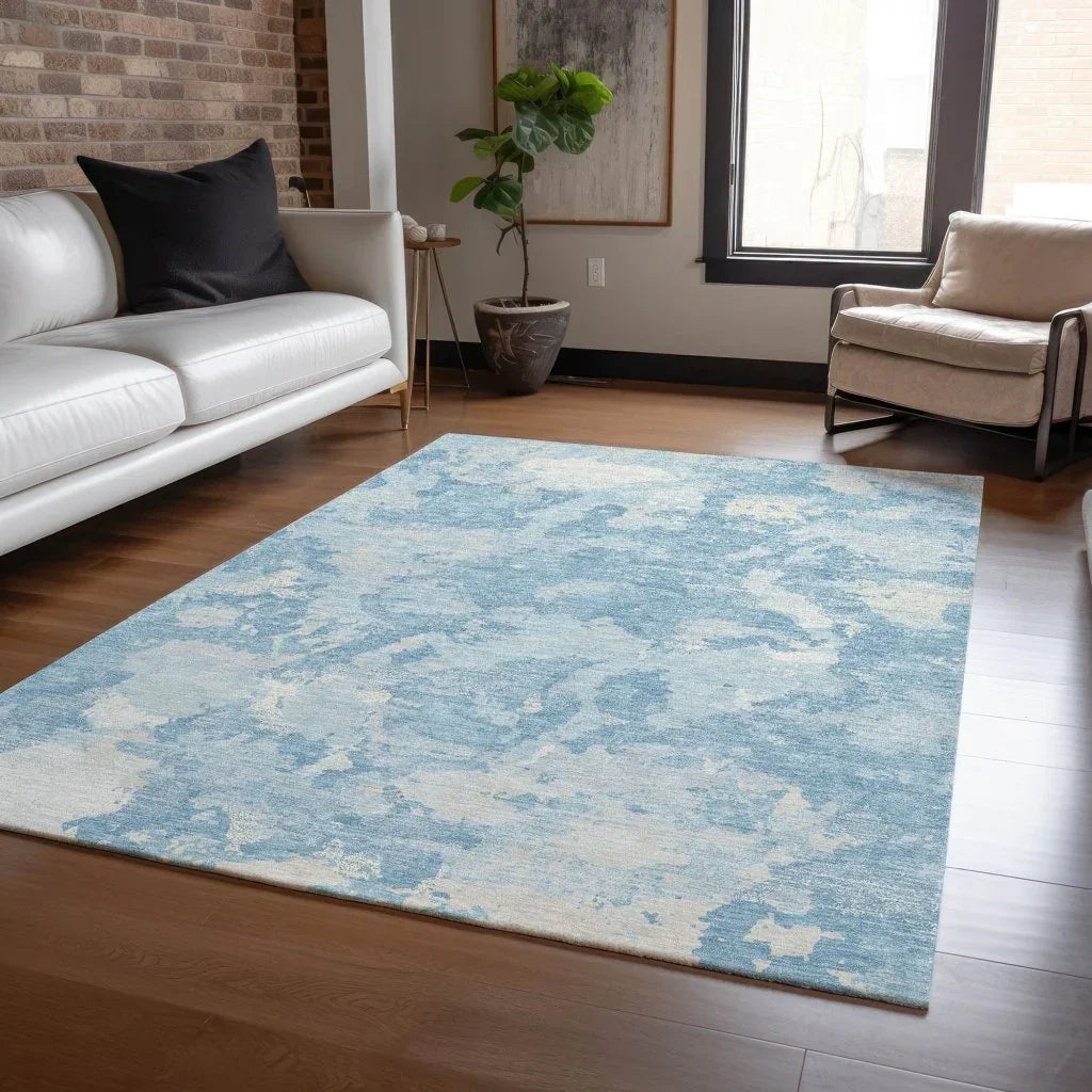 Tharne Blue Washable Indoor - Outdoor Rug - LOOMLAN - LOOMLAN Rugs - Outdoor Rugs