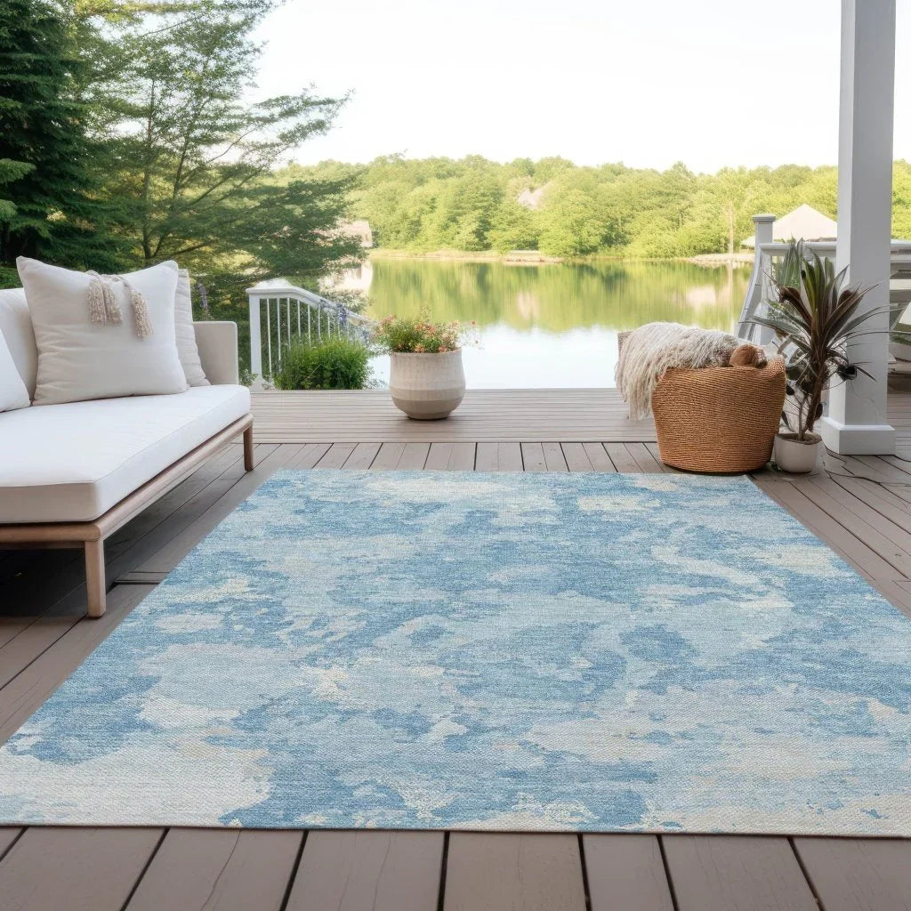 Tharne Blue Washable Indoor - Outdoor Rug - LOOMLAN - LOOMLAN Rugs - Outdoor Rugs
