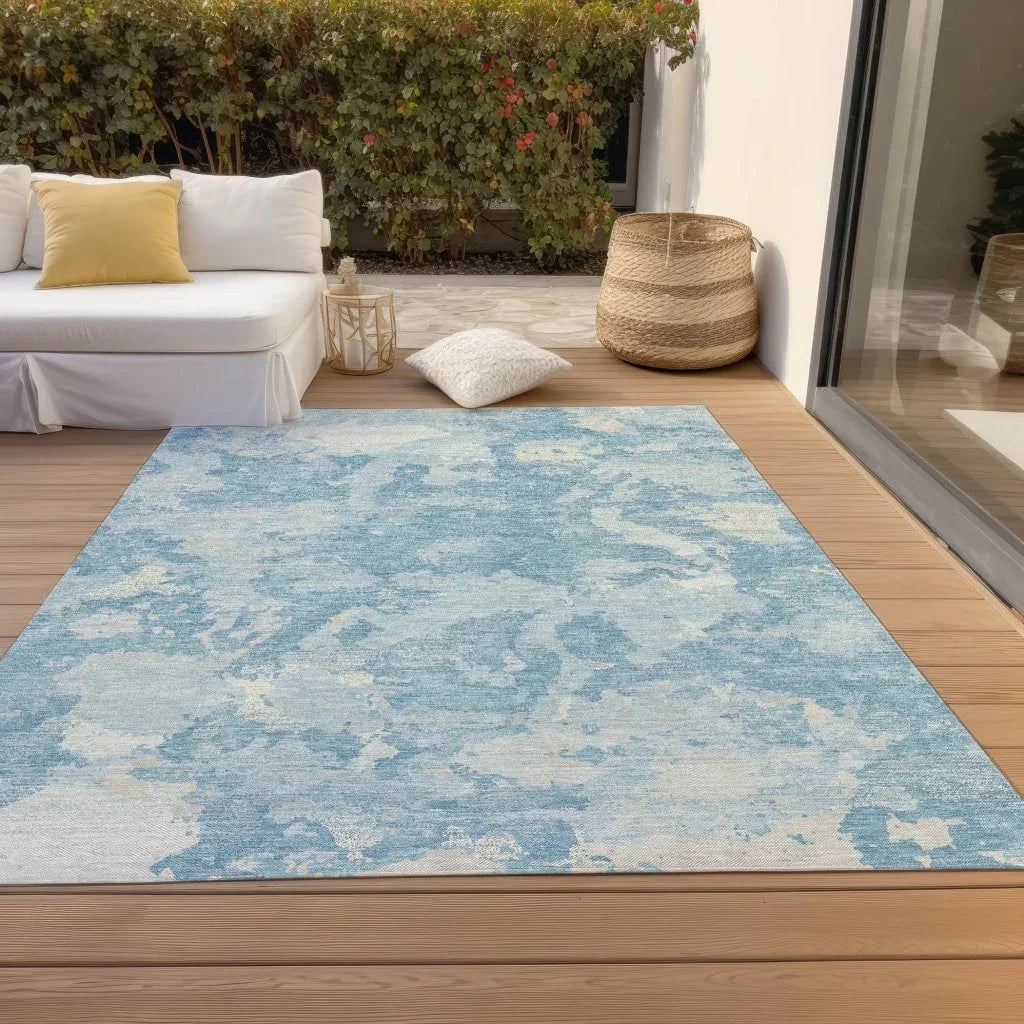 Tharne Blue Washable Indoor - Outdoor Rug - LOOMLAN - LOOMLAN Rugs - Outdoor Rugs