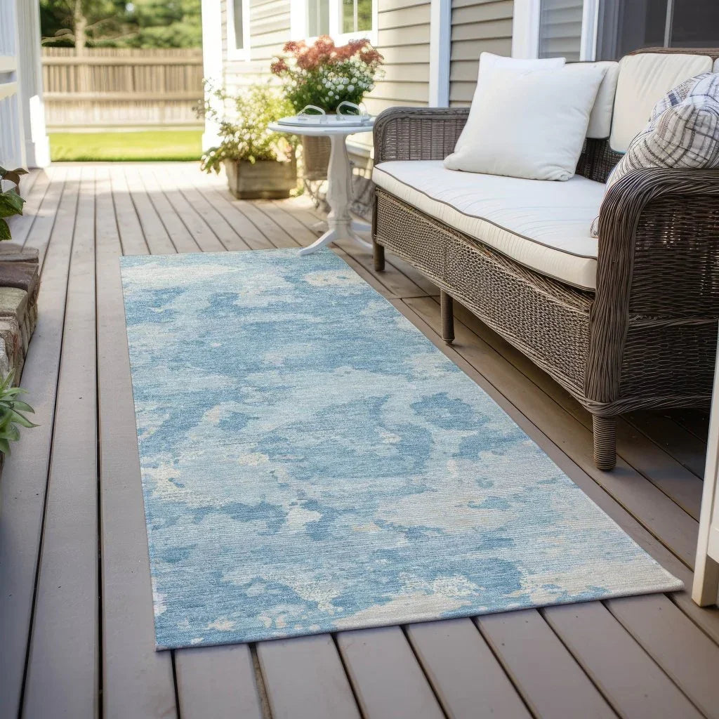 Tharne Blue Washable Indoor - Outdoor Rug - LOOMLAN - LOOMLAN Rugs - Outdoor Rugs