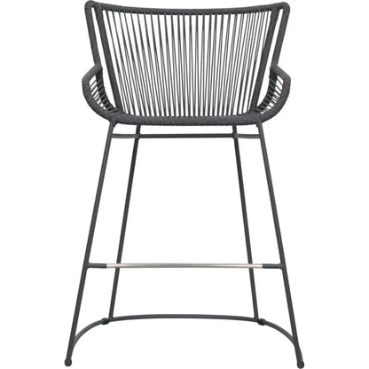 The Dane Dark Gray Patio Counter Stool 2PC-Outdoor Counter Stools-Seasonal Living-LOOMLAN