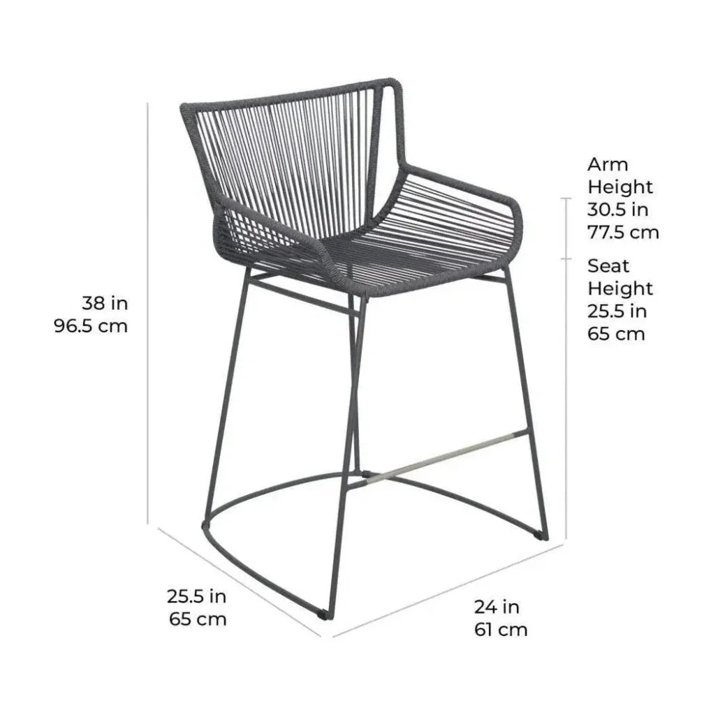 The Dane Grey Patio Counter Stool 2PC-Outdoor Counter Stools-Seasonal Living-LOOMLAN