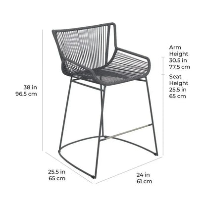 The Dane Grey Patio Counter Stool 2PC-Outdoor Counter Stools-Seasonal Living-LOOMLAN
