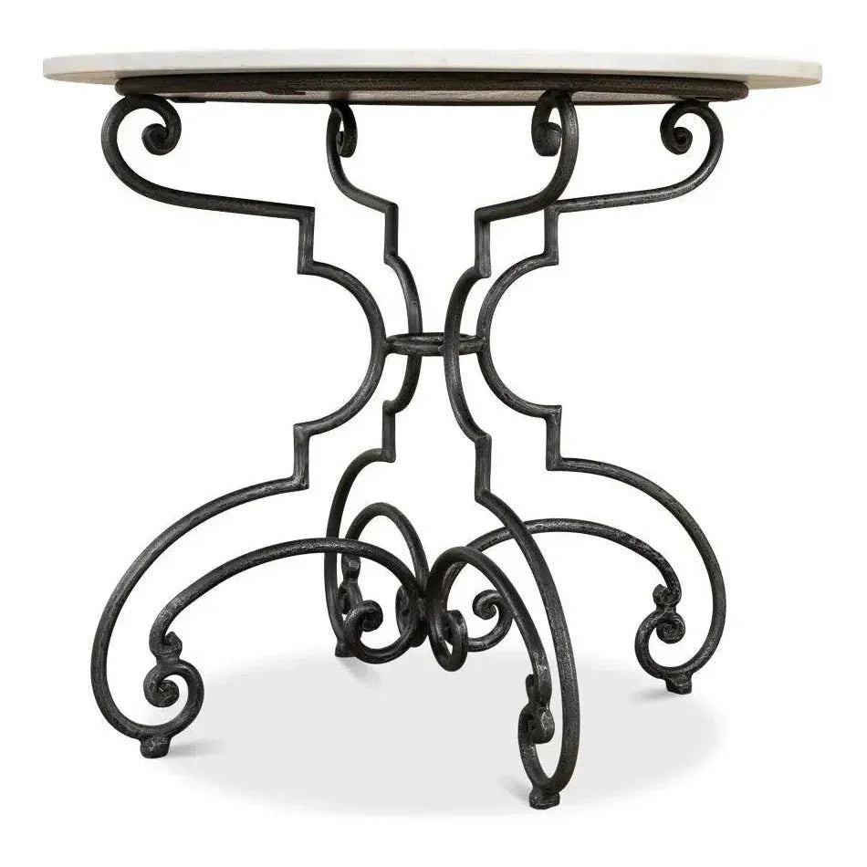 The French Iron & Marble Round Bistro Table-Dining Tables-Sarreid-LOOMLAN