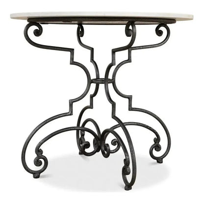 The French Iron & Marble Round Bistro Table-Dining Tables-Sarreid-LOOMLAN