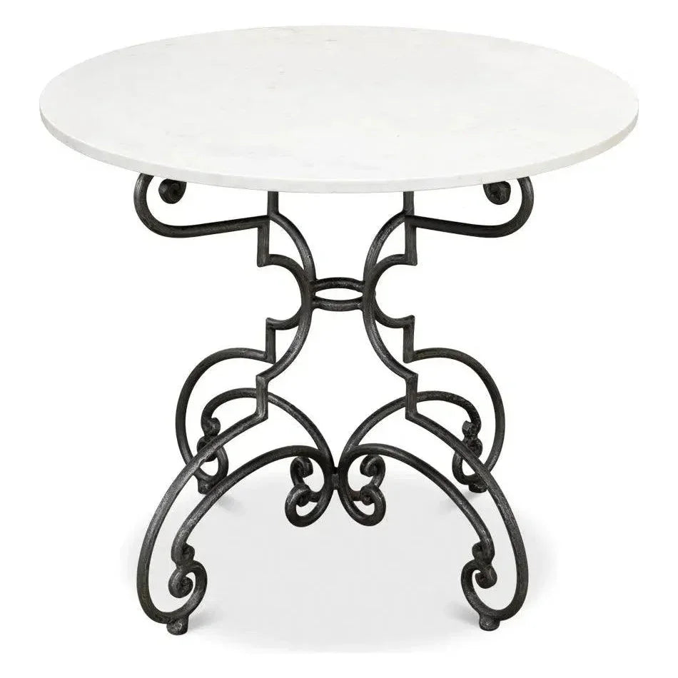 The French Iron & Marble Round Bistro Table-Dining Tables-Sarreid-LOOMLAN