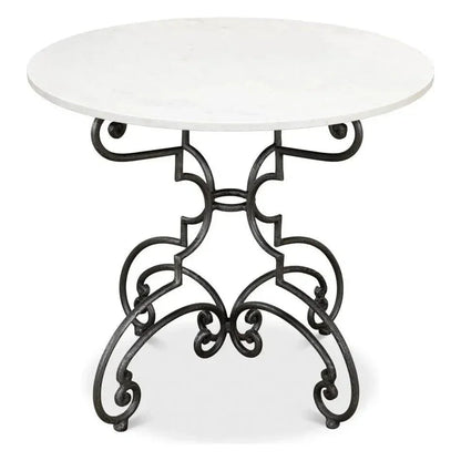 The French Iron & Marble Round Bistro Table-Dining Tables-Sarreid-LOOMLAN