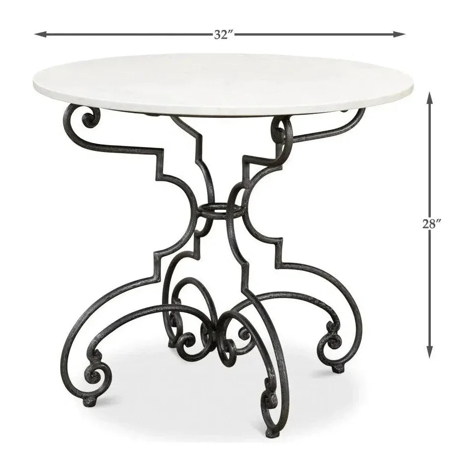 The French Iron & Marble Round Bistro Table-Dining Tables-Sarreid-LOOMLAN