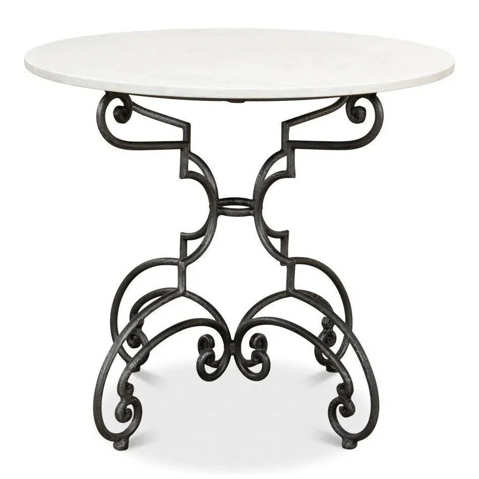The French Iron & Marble Round Bistro Table-Dining Tables-Sarreid-LOOMLAN