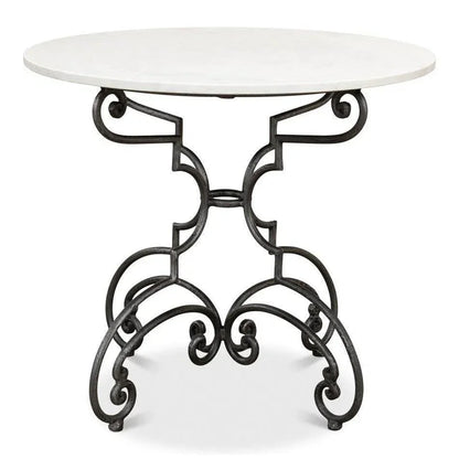 The French Iron & Marble Round Bistro Table-Dining Tables-Sarreid-LOOMLAN