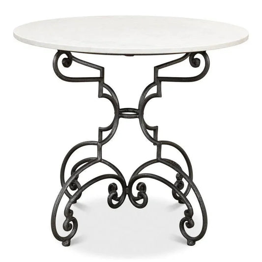The French Iron & Marble Round Bistro Table-Dining Tables-Sarreid-LOOMLAN