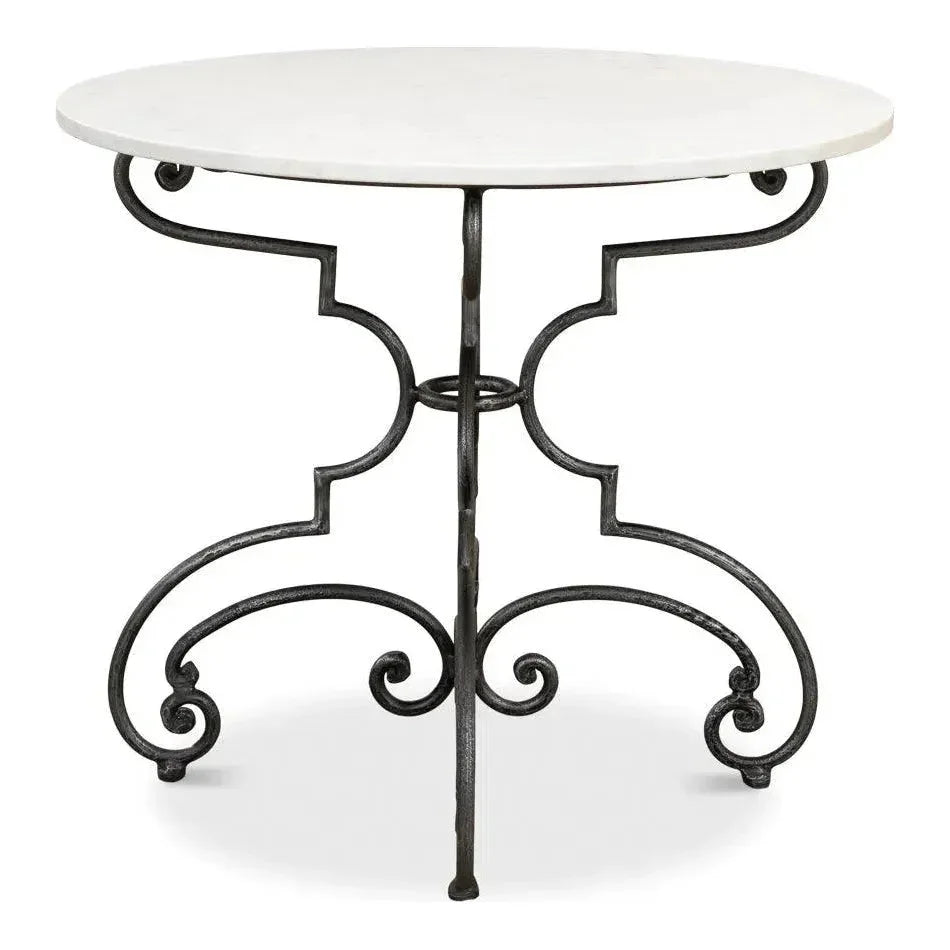 The French Iron & Marble Round Bistro Table-Dining Tables-Sarreid-LOOMLAN