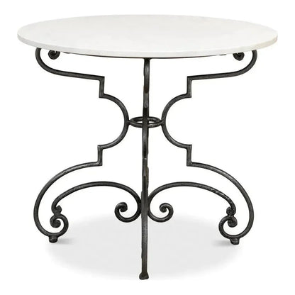 The French Iron & Marble Round Bistro Table-Dining Tables-Sarreid-LOOMLAN