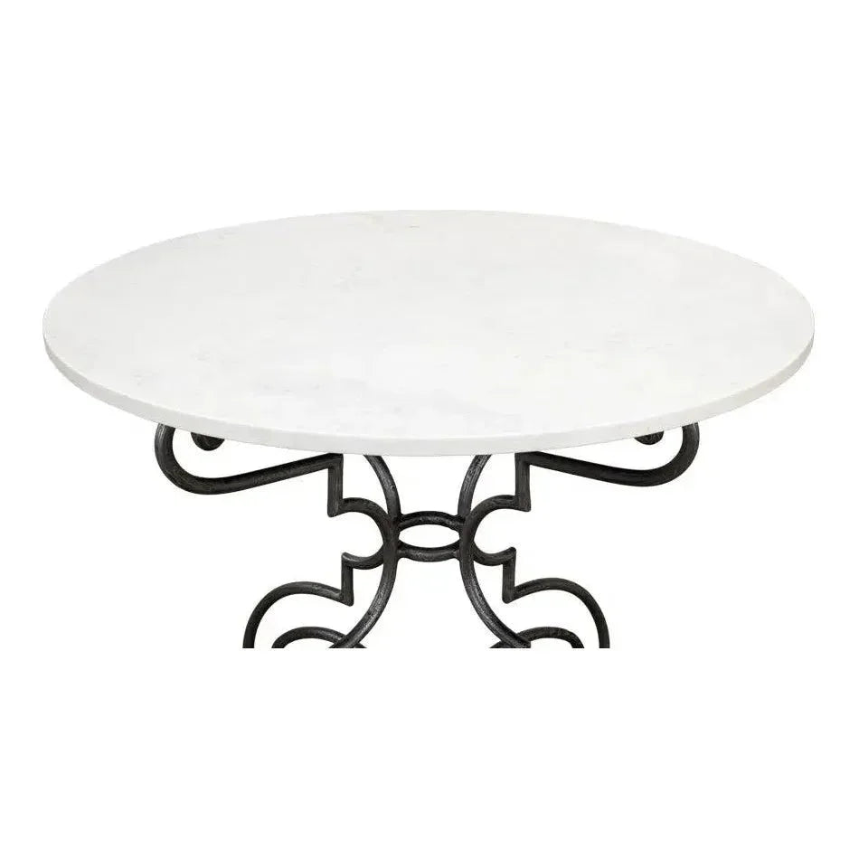 The French Iron & Marble Round Bistro Table-Dining Tables-Sarreid-LOOMLAN