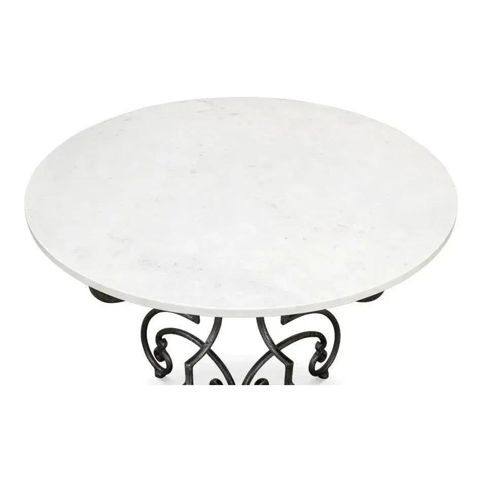 The French Iron & Marble Round Bistro Table-Dining Tables-Sarreid-LOOMLAN