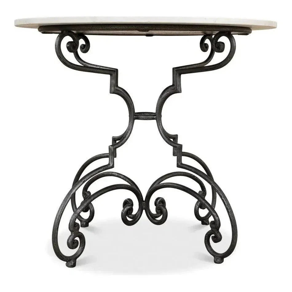 The French Iron & Marble Round Bistro Table-Dining Tables-Sarreid-LOOMLAN