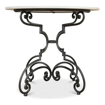 The French Iron & Marble Round Bistro Table-Dining Tables-Sarreid-LOOMLAN