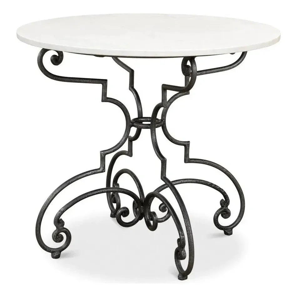 The French Iron & Marble Round Bistro Table-Dining Tables-Sarreid-LOOMLAN