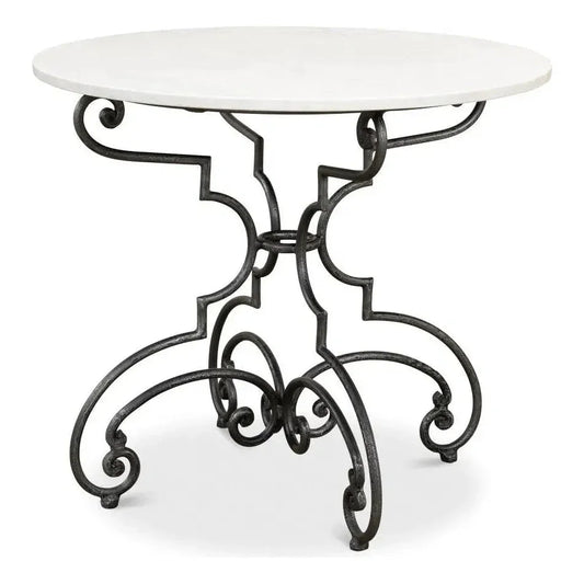 The French Iron & Marble Round Bistro Table-Dining Tables-Sarreid-LOOMLAN