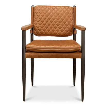The Harley Chair Quilted Leather Dining Armchair - LOOMLAN - Sarreid - Dining Chairs