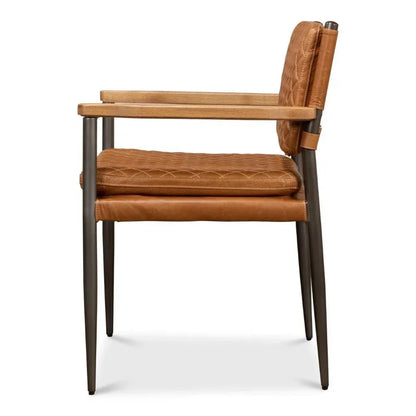 The Harley Chair Quilted Leather Dining Armchair - LOOMLAN - Sarreid - Dining Chairs