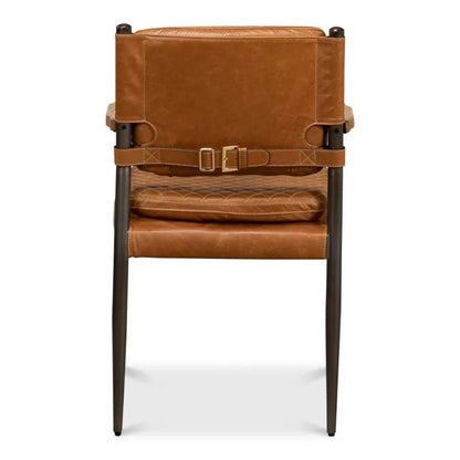 The Harley Chair Quilted Leather Dining Armchair - LOOMLAN - Sarreid - Dining Chairs