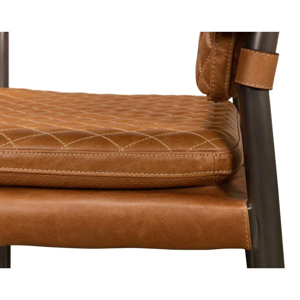 The Harley Chair Quilted Leather Dining Armchair - LOOMLAN - Sarreid - Dining Chairs