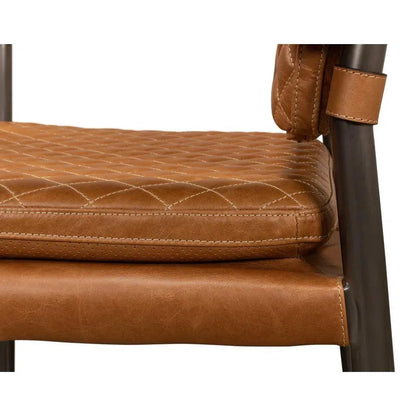 The Harley Chair Quilted Leather Dining Armchair - LOOMLAN - Sarreid - Dining Chairs